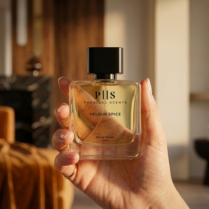 Velour Spice in-hand perfume bottle size reference